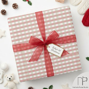 Papel de Presente de Natal Xadrez para Bebê