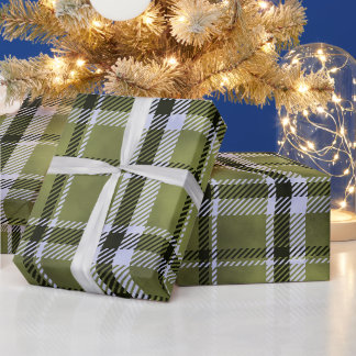 Papel de Presente de Natal Xadrez Verde de Inverno