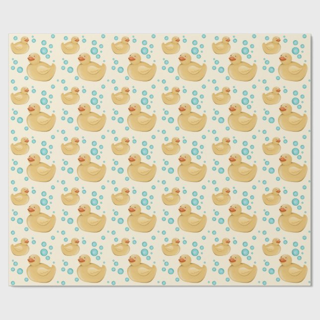 Papel de Presente de Pato de Borracha Amarelo Fofo (Aberto)
