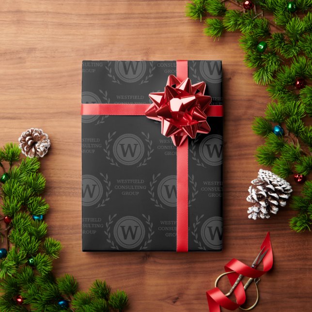 Papel de Presente de Presente de Monograma Comerci (Presente de Natal)