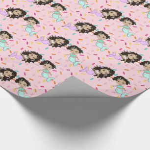 Papel de Presente de Sereias Bonitas e Confeitos