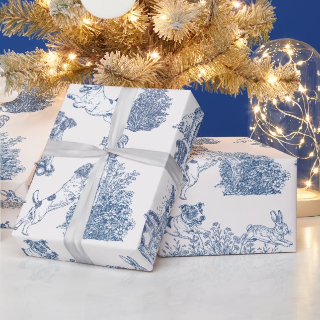 Papel de Presente de Toile Francesa Azul para Jack (Feriados)