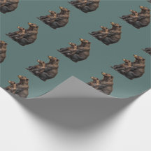 Papel de Presente de Urso Nórdico Verde em Rolo