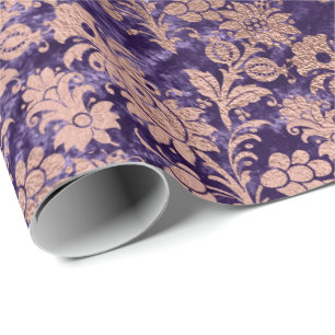 Papel De Presente De veludo roxo Dourado do pó do rosa do rosa