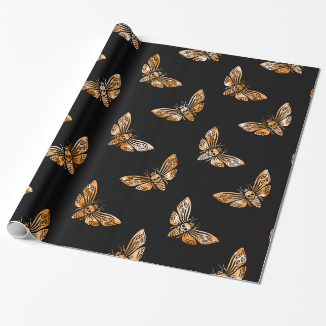 Papel De Presente Death's Head Moth Pattern (Desenrolado)