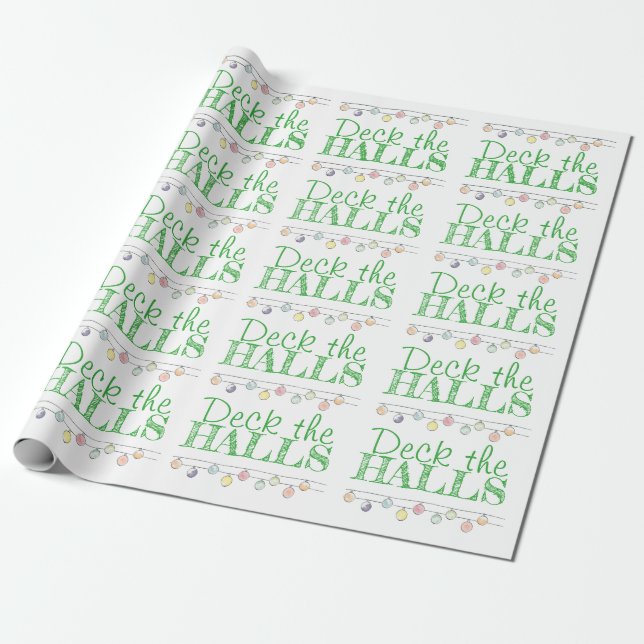 Papel De Presente Deck os Enfeites de natal de Aquarela dos corredor (Desenrolado)