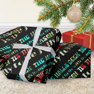 Papel De Presente Deck The Halls Festivo Colorido Groovy Moderno