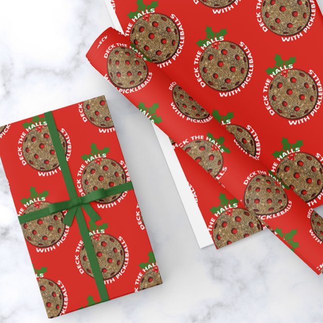 Papel De Presente Deck the Halls with Picklebolas Festivo Christmas (Criador carregado)