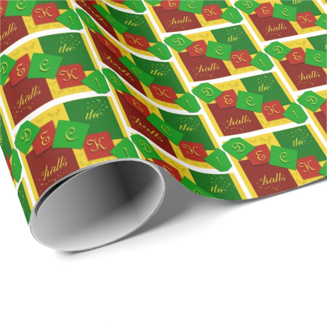Papel De Presente "Deck the Halls" wrapping paper (Ponta do rolo)
