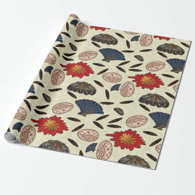 Papel De Presente Deco do Oceano Asiático (Desenrolado)