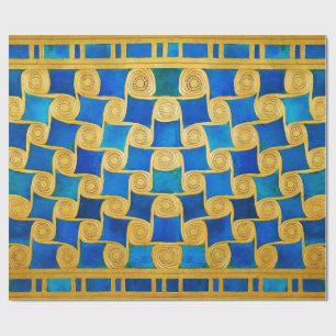 PAPEL DE PRESENTE DECOR GEOMÉTRICO EGÍPCIO ANTIGO ,SOL NO CÉU AZUL