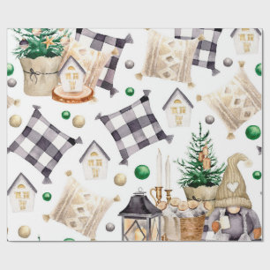 Papel De Presente Decoração Alegre do Natal Gnomo