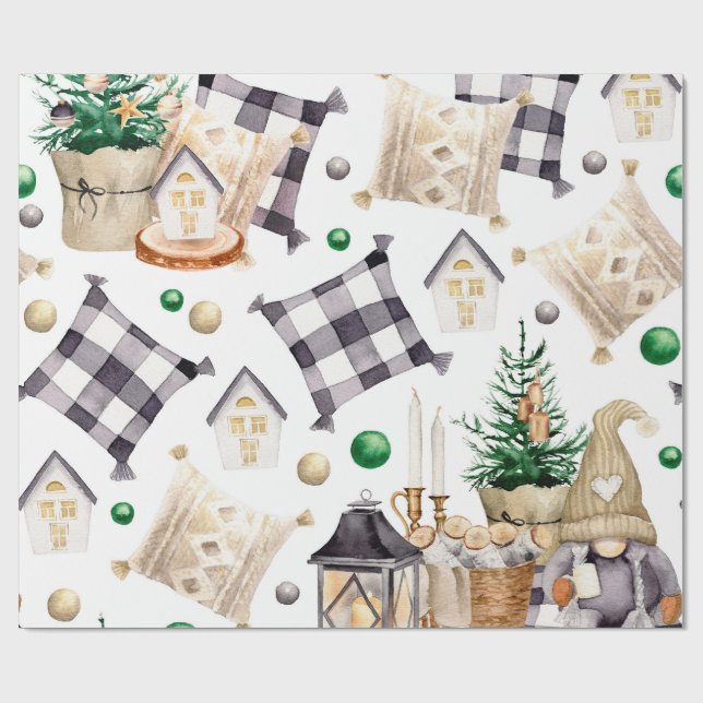 Papel De Presente Decoração Alegre do Natal Gnomo (Aberto)