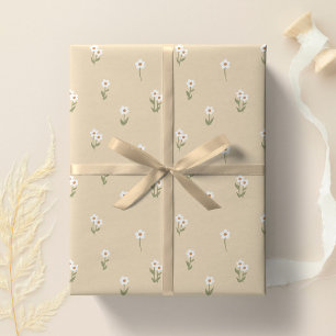 Papel De Presente Decoração Boho Floral Ditsy Cottagecore Neutro
