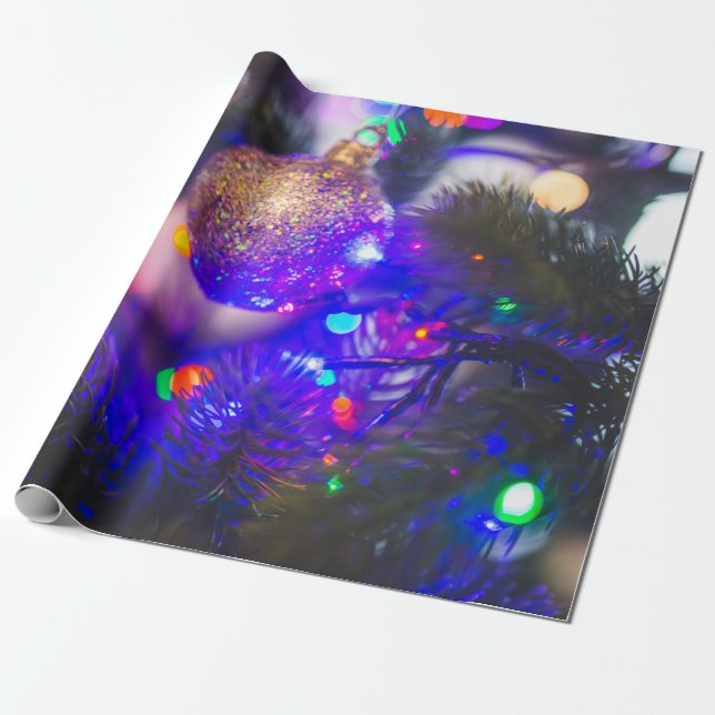 Papel De Presente Decoração da Luz da Árvore de Natal (Desenrolado)