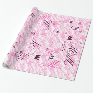 Papel De Presente Decoração das Nuvens Rosa Festivas da Fuchsia