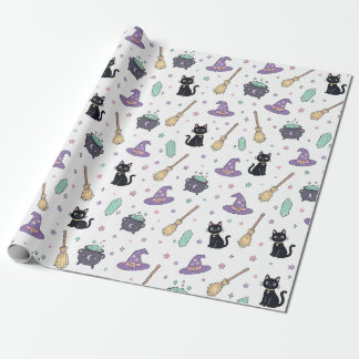Papel De Presente Decoração de Aniversário de Halloween de Gata Pret