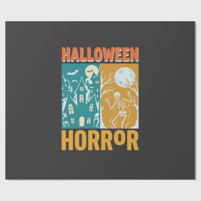 Papel De Presente Decoração de Casa Assombrada de Halloween Lua Esqu (Aberto)