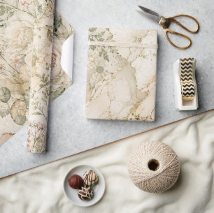 Papel De Presente Decoração de Casa Elegante Cottagecore com Mármore
