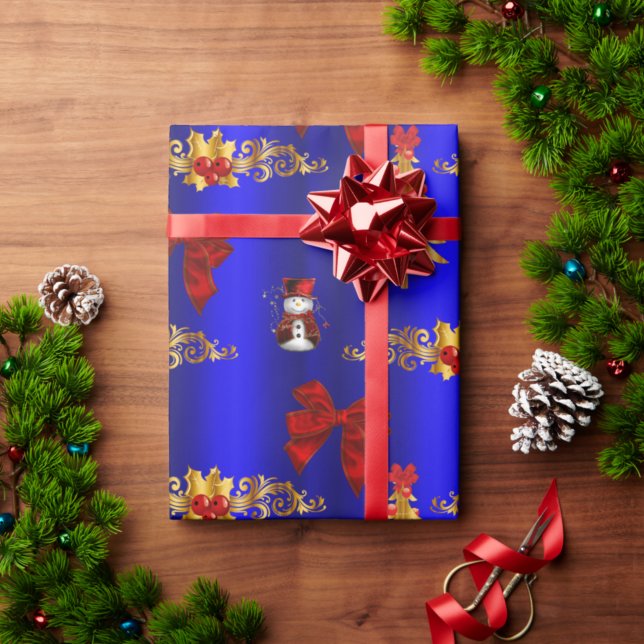 Papel De Presente Decoração de Natal Azul (Criador carregado)