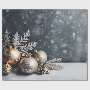 Papel De Presente Decoração de Natal Cinza Feriado