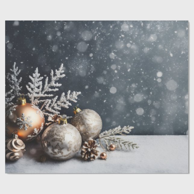 Papel De Presente Decoração de Natal Cinza Feriado (Aberto)