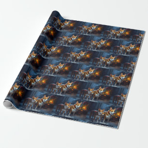 Papel De Presente Decoração de Natal de Trenó Nevado Basenji