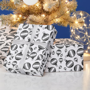 Papel De Presente Decoração de Natal em Preto e Branco