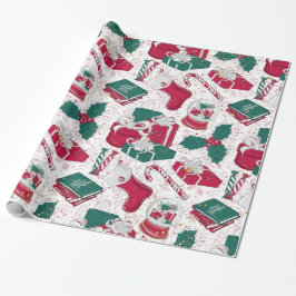 Papel De Presente decoração de natal vermelha branca