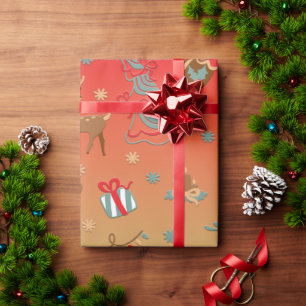 Papel De Presente Decoração de Natal Vintage Rena