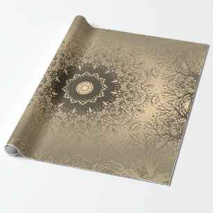 Papel De Presente Decoração decorativa arábica de seda de bronze cas