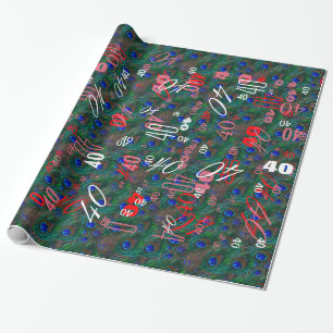 Papel De Presente Decoração do Estilo de Penas de Peacock à Meia-Noi
