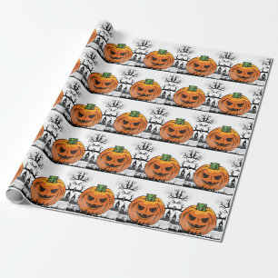 Papel De Presente Decoração engraçada de abóbora de Halloween para f
