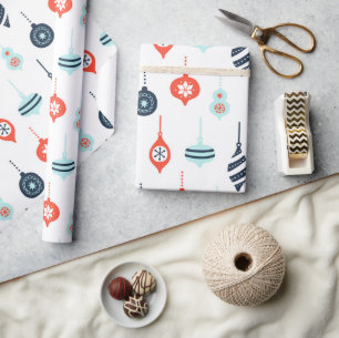 Papel De Presente Decorações de Natal Azul Vermelho Náutico