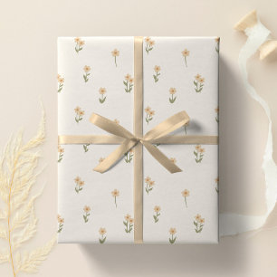 Papel De Presente Decorativo Boho Ditsy Floral Cottagecore Bege