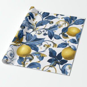 Papel de Presente Decorativo Limão Mediterrâneo