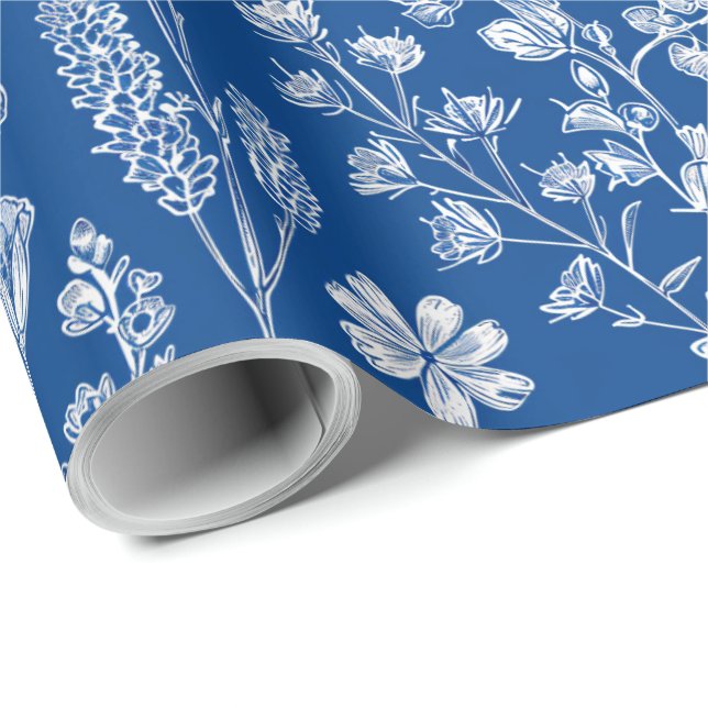 Papel De Presente Decoupage de Chinoiserie Azul e Branco (Ponta do rolo)