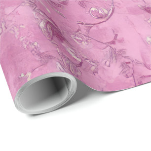 Papel De Presente Decoupage de Chinoiserie Rosa Bege