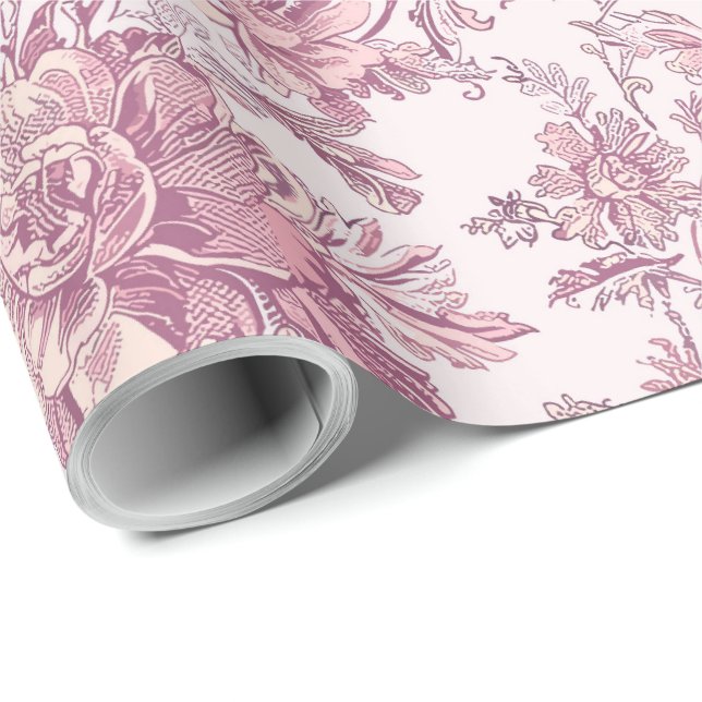 Papel De Presente Decoupage de Chinoiserie Rosa Claro (Ponta do rolo)