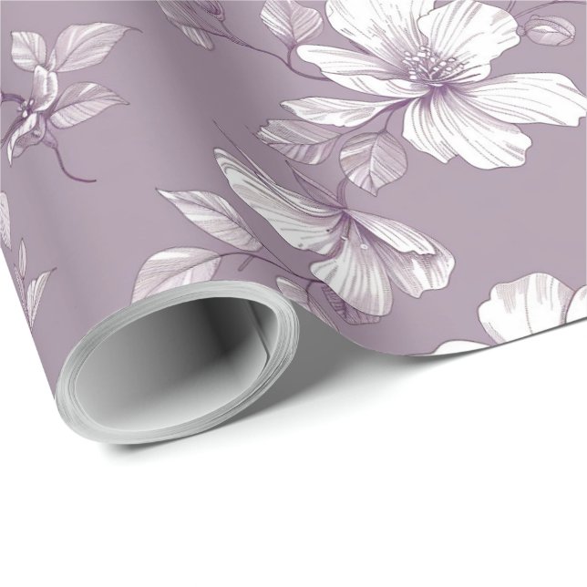 Papel De Presente Decoupage de Chinoiserie Roxo Empoeirado (Ponta do rolo)