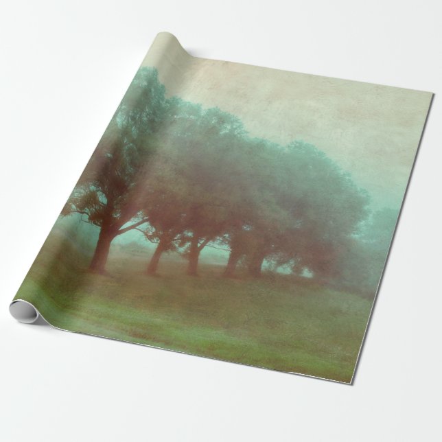 Papel De Presente Decoupage de Paisagem de Textura Teal Antiquada da (Desenrolado)