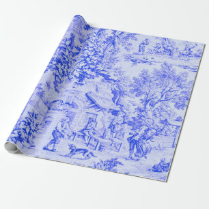 Papel De Presente Decoupage do Estilo Russo do Toile Branco Azul Fra