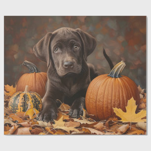 Papel De Presente Decoupage do outono do Chocolate Labrador Retrieve
