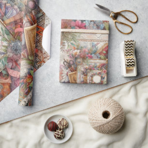Papel De Presente Decoupage Vintage Maximalista