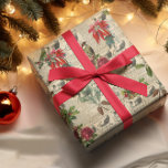 Papel De Presente Decoupage Vintage Poinsettia Holiday Bird Writing<br><div class="desc">Este design pode ser personalizado escolhendo a opção personalizar mais. Você também pode transferir para outros itens. Entre em contato comigo em colorflowcreations@gmail.com ou use a opção de bate-papo no topo da página se você quiser ter este design em outro produto ou precisar de assistência. Veja mais designs ou siga-me...</div>