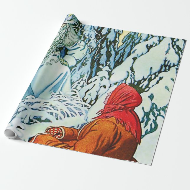 Papel De Presente “Ded Moroz” ou “Pai Gelo” por Ivan Bilibin (Desenrolado)