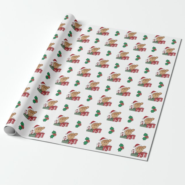 Papel De Presente Deer Christmas Gift Winter Animal Deer Wraps P (Desenrolado)