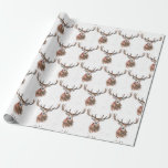 Papel De Presente Deer Christmas Watercolor — Padrão Woodland Brown<br><div class="desc">Cerveja,  aquarela,  padrão,  papel marrom embrulhado. Perfeito para a época das Férias. Linda coloração d'água do Stag.</div>