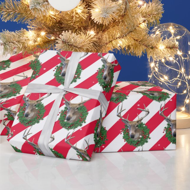 Papel De Presente Deer e Fúria De Natal Em Flocos De Neve (Feriados)