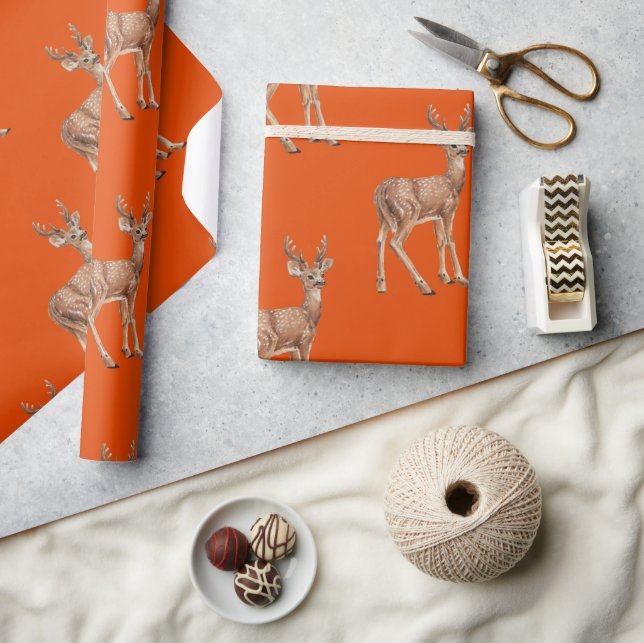 Papel De Presente Deer em vermelho (Artesanato)